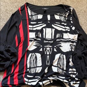 Alfani Black, Red and White Top